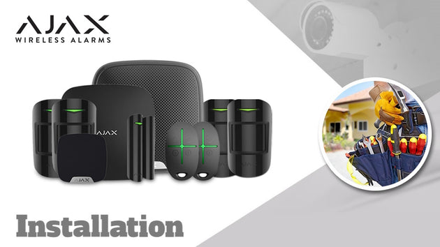 Ajax Hub Starter Kit with Motion Detectors and Keyfobs Wireless Burglar Alarm Installation - black