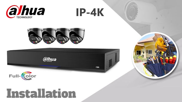 Dahua 4-camera kit 4K (8MP) Full Colour IP CCTV Installation turret black