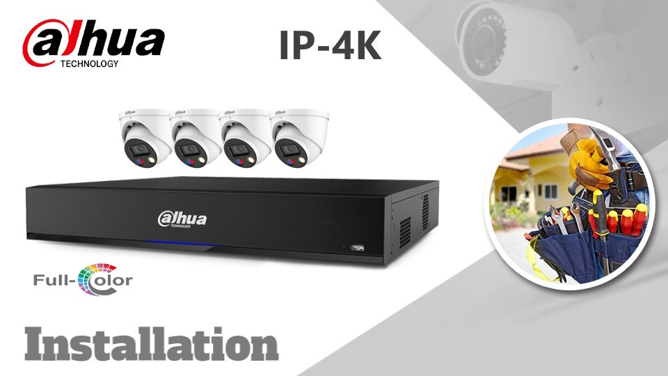 Dahua 4-camera kit 4K (8MP) Full Colour IP CCTV Installation turret white