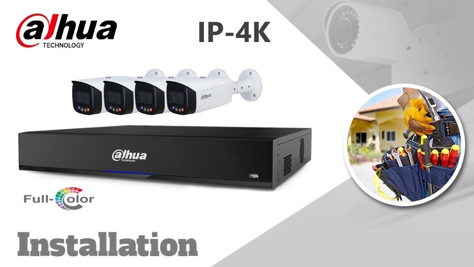 Dahua 4-camera kit 4K (8MP) Full Colour IP CCTV Installation bullet white