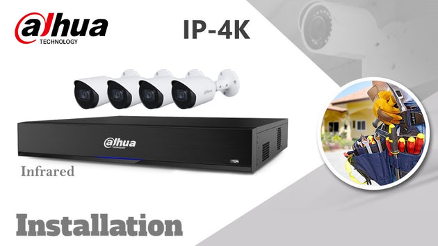 Dahua 4-camera Kit 4K(8MP) Infrared IP CCTV Installation bullet