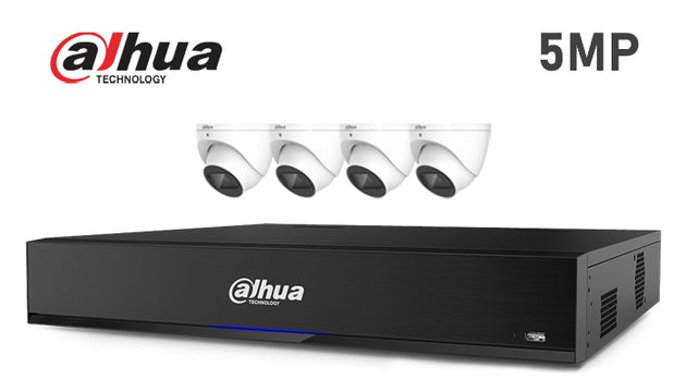 Dahua-KIT-02-IP 5MP infrared turret 4 camera IP CCTV system, white 