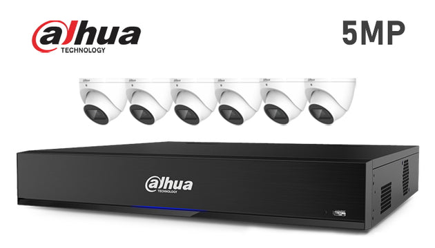 Dahua-Kit-03-IP, 5MP infrared turret 6 camera IP CCTV system, white 