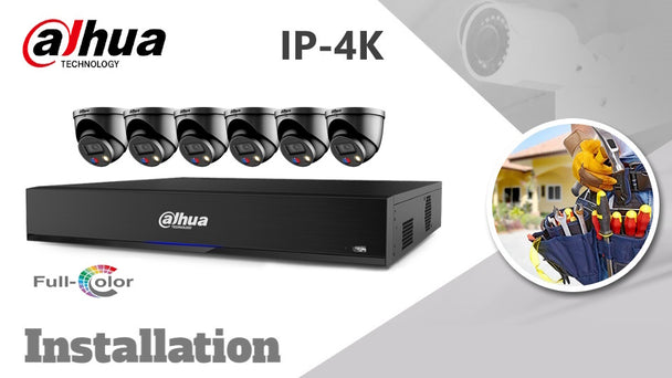 Dahua  6-camera Kit 4K (8MP)  Full Colour  IP CCTV Installation turret black