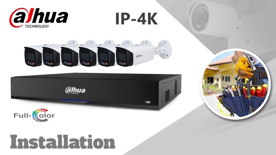 Dahua  6-camera Kit 4K (8MP)  Full Colour  IP CCTV Installation bullet white