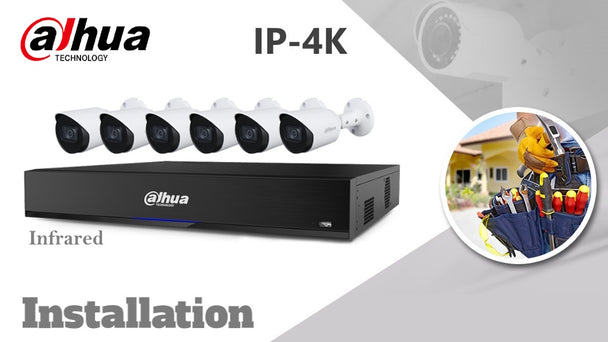 Dahua 6-camera Kit 4K (8MP) Infrared IP CCTV Installation bullet white