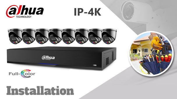 Dahua  8-camera Kit 4K (8MP)  Full Colour  IP CCTV Installation turret black