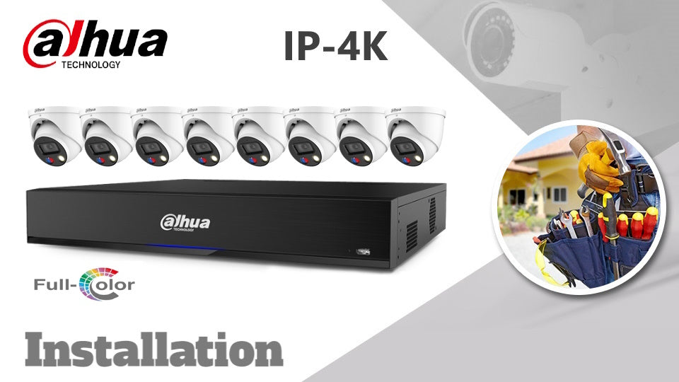 Dahua  8-camera Kit 4K (8MP)  Full Colour  IP CCTV Installation turret white