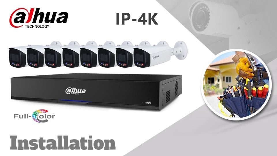 Dahua  8-camera Kit 4K (8MP)  Full Colour  IP CCTV Installation bullet white