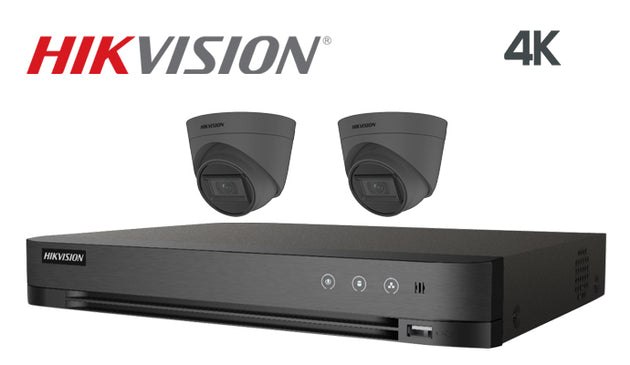 Hikvision-Kit-09 8MP(4K) infrared 2 turret camera CCTV system, grey