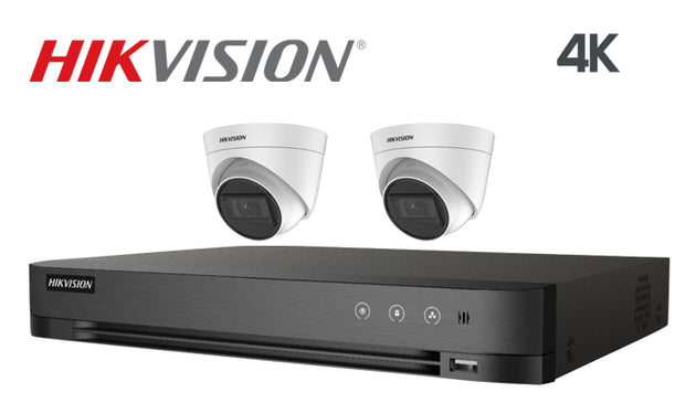 Hikvision-Kit-09 8MP(4K) infrared 2 turret camera CCTV system, white