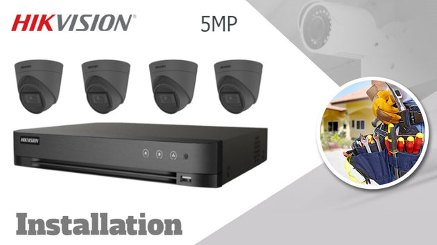 Hikvision 5MP infrared 4 camera system CCTV installation grey