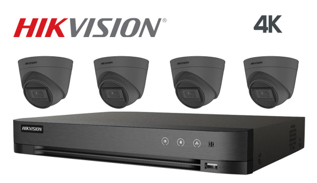 Hikvision-Kit-10 8MP (4K) infrared 4 turret camera CCTV system, black