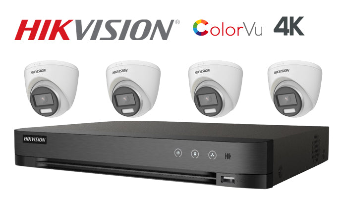 Hikvision-Kit-13  8MP(4K) ColorVu 2 turret camera CCTV system, white