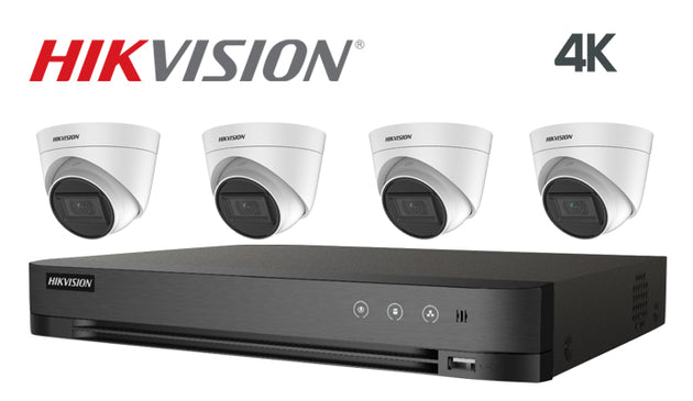 Hikvision-Kit-10 8MP (4K) infrared 4 turret camera CCTV system, white