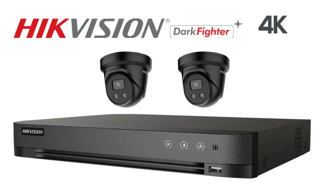 Hikvision-Kit-09-IP 4K Darkfighter turret  2 camera IP CCTV system, black