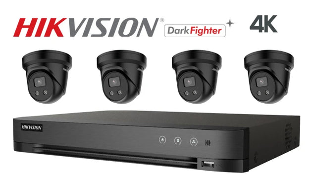 Hikvision-Kit-10-IP  4K Darkfighter turret  4 camera IP CCTV system, black