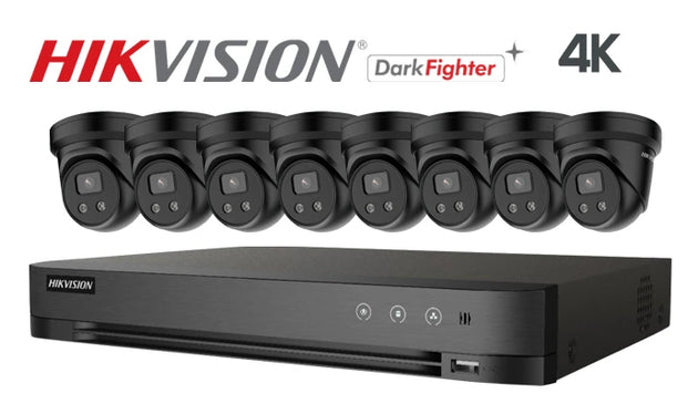 Hikvision-Kit-12-IP 4K Darkfighter turret 8 camera IP CCTV system, black