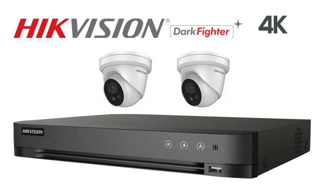 Hikvision-Kit-09-IP 4K Darkfighter turret  2 camera IP CCTV system, white