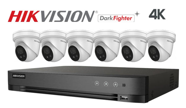 Hikvision-Kit-11-IP 4K Darkfighter turret 6 camera IP CCTV system, white