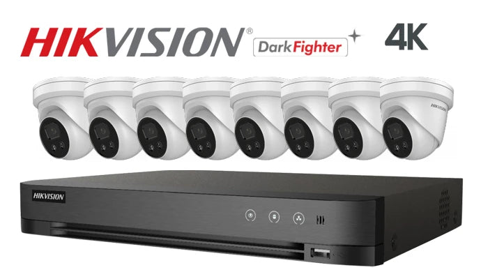 Hikvision-Kit-12-IP 4K Darkfighter turret 8 camera IP CCTV system, white