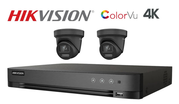 Hikvision-Kit-17-IP  4K ColorVu turret  2 camera IP CCTV system, black