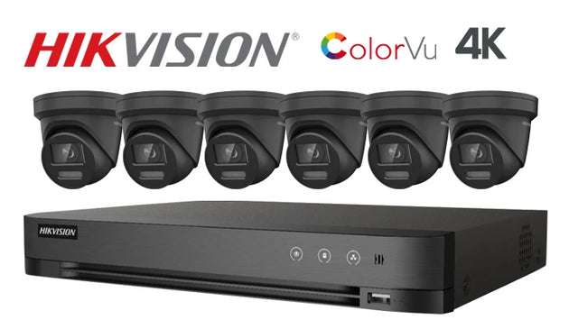 Hikvision-Kit-19-IP 4K ColorVu turret 6 camera IP CCTV system, black