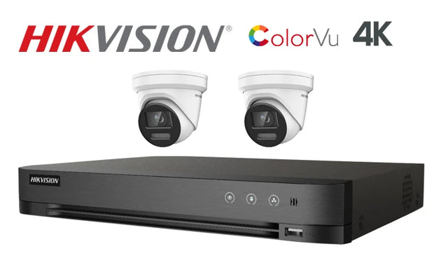 Hikvision-Kit-17-IP  4K ColorVu turret  2 camera IP CCTV system, white