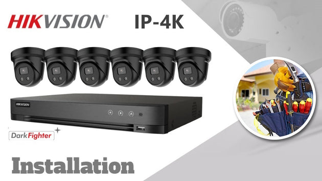 Hikvision IP 6-camera Kit 4K(8MP) Darkfighter CCTV Installation turret black