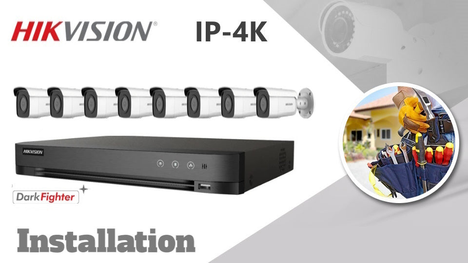 Hikvision 4-camera Kit ColorVu  4K(8MP)  IP CCTV Installation bullet white