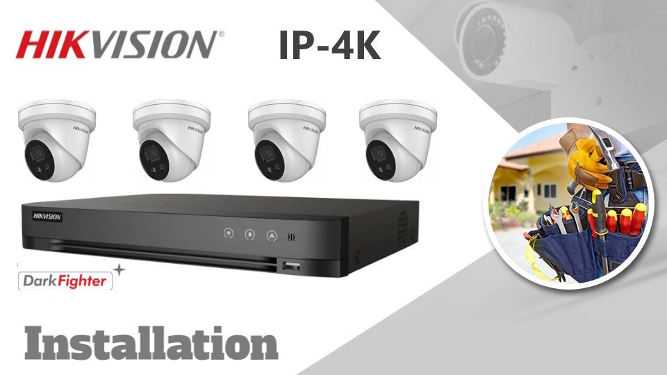 Hikvision 4-camera, 4K(8MP), Darkfighter, IP CCTV Installation turret white