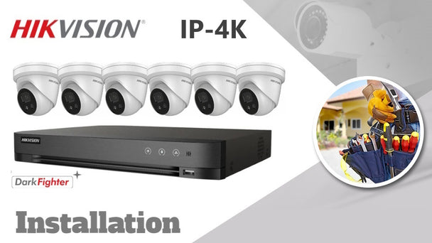 Hikvision IP 6-camera Kit 4K(8MP) Darkfighter CCTV Installation turret  white