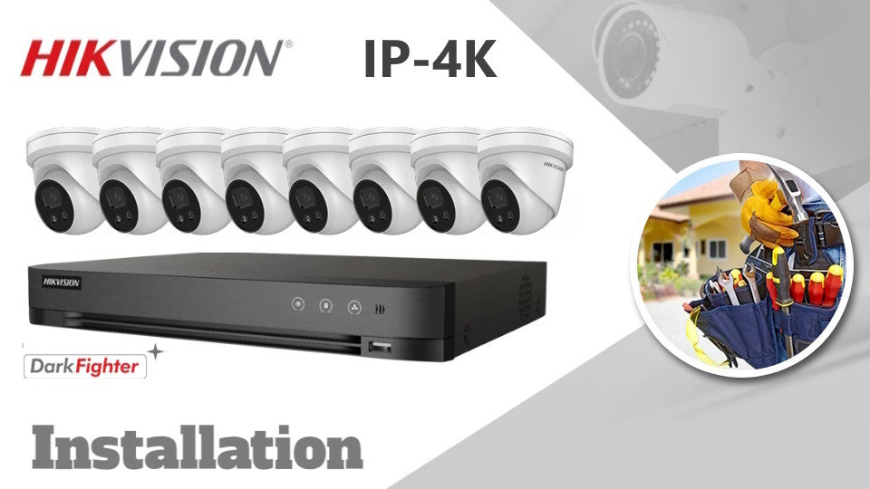 Hikvision 8-camera, 4K(8MP), Darkfighter, IP CCTV Installation turret white