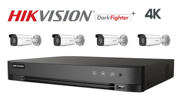 Hikvision-Kit-14-IP 4K Darkfighter bullet  4 camera IP CCTV system, white