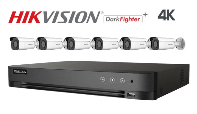 Hikvision-Kit-15-IP 4K Darkfighter bullet 6 camera IP CCTV system, white