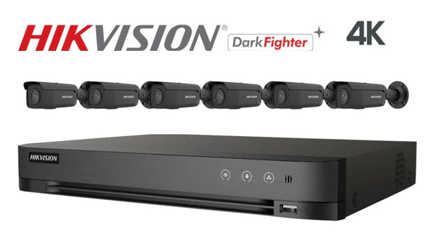 Hikvision-Kit-15-IP 4K Darkfighter bullet 6 camera IP CCTV system, black