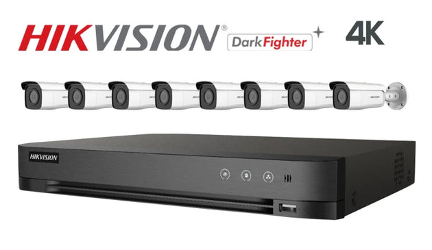 Hikvision-Kit-16-IP 4K Darkfighter bullet 8 camera IP CCTV system, white