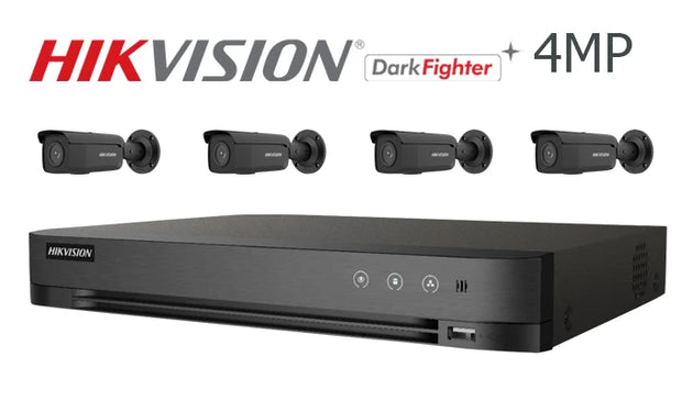 Hikvision-Kit-06-IP 4MP Darkfighter bullet  4 camera IP CCTV system, black