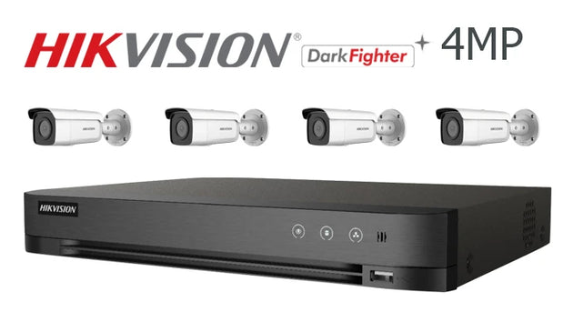 Hikvision-Kit-06-IP 4MP Darkfighter bullet  4 camera IP CCTV system, white