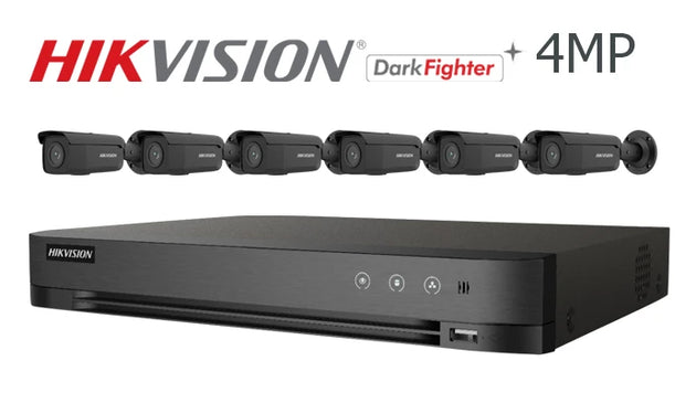 Hikvision-Kit-07-IP 4MP Darkfighter bullet 6 camera IP CCTV system, black