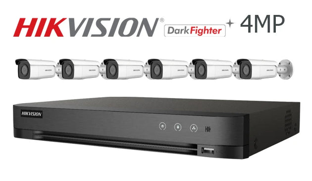 Hikvision-Kit-07-IP 4MP Darkfighter bullet 6 camera IP CCTV system, white