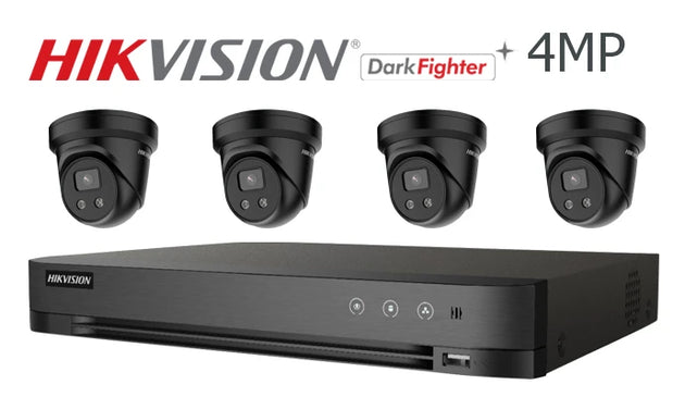Hikvision-Kit-02-IP 4MP Darkfighter turret  4 camera IP CCTV system, black