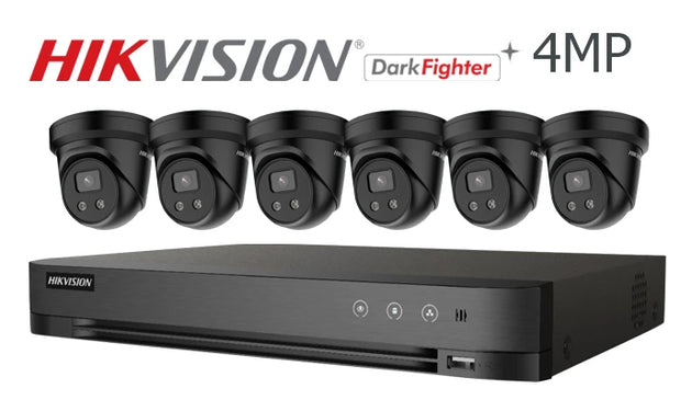 Hikvision-Kit-03-IP  4MP Darkfighter turret 6 camera IP CCTV system, black