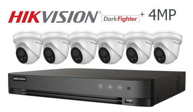 Hikvision-Kit-03-IP  4MP Darkfighter turret 6 camera IP CCTV system, white