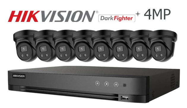 Hikvision-Kit-04-IP  4MP Darkfighter turret 8 camera IP CCTV system, black