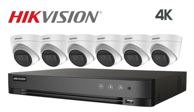 Hikvision-Kit-11 8MP (4K) infrared 6 turret camera CCTV system, white