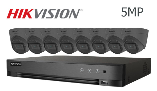 Hikvision-kit-04  5MP infrared PoC 8 turret camera CCTV system, black