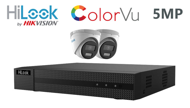 Hilook-kit-09-IP ColorVu turret 5MP 2 camera IP CCTV system