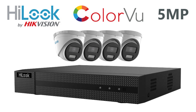 Hilook-kit-10-IP ColorVu turret 5MP 4 camera IP CCTV system