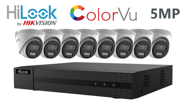 Hilook-kit-12-IP ColorVu turret 5MP 8 camera IP CCTV system